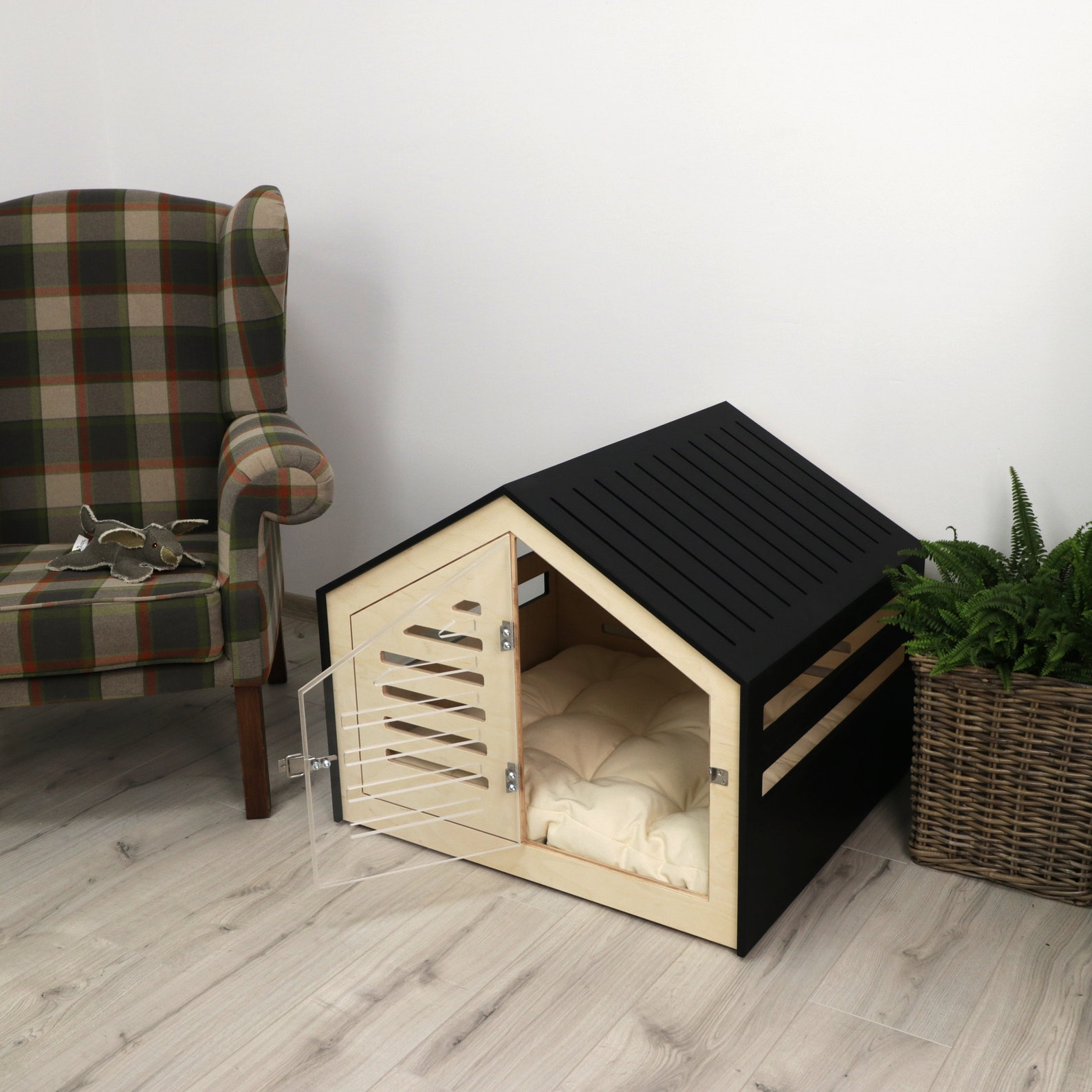 Modern Design Dog Crate With Acrylic Door Venlo. Dog House/dog Bed/dog ... - Luxury Dog Crate Spaces With Ventilation
