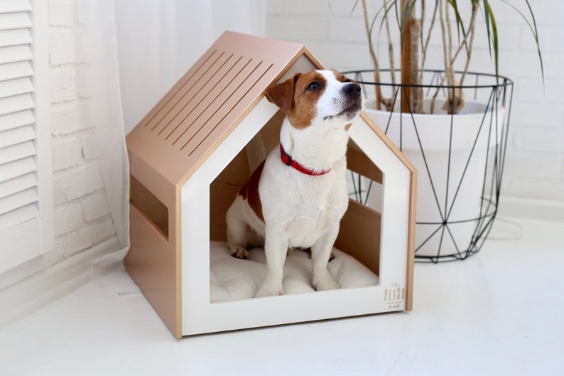 Modern and Bright Dog and Cat House Petso White Gold. Dog Bed Etsy