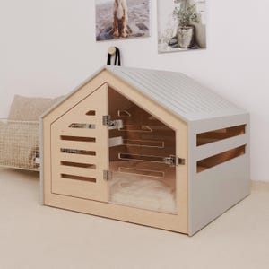 Modern design dog crate with acrylic door Venlo. Dog house/dog bed/dog furniture/indoor dog crate/dog kennel/dog crate furniture.