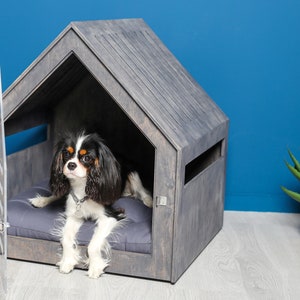 Modern dog and cat house with acrylic door PetSo. Dog crate, dog kennel, dog crate furniture, dog bed, indoor dog house, cat bed. image 5