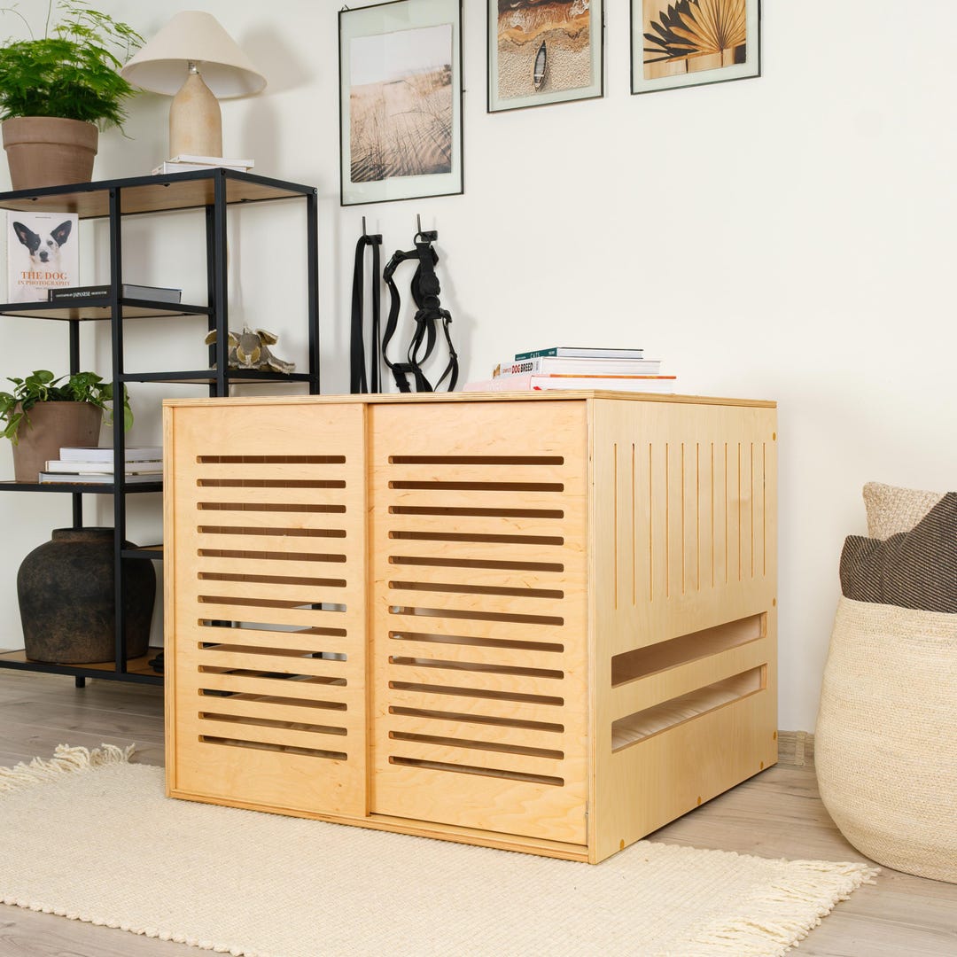 Modern Dog Crate With Wooden Sliding Door With a Latch Dordrecht. Dog ...