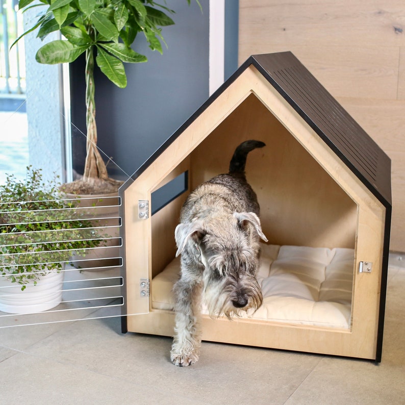 Modern dog and cat house with acrylic door PetSo. Dog bed, cat bed, dog furniture, indoor dog house, dog kennel, dog crate, dog house. image 6