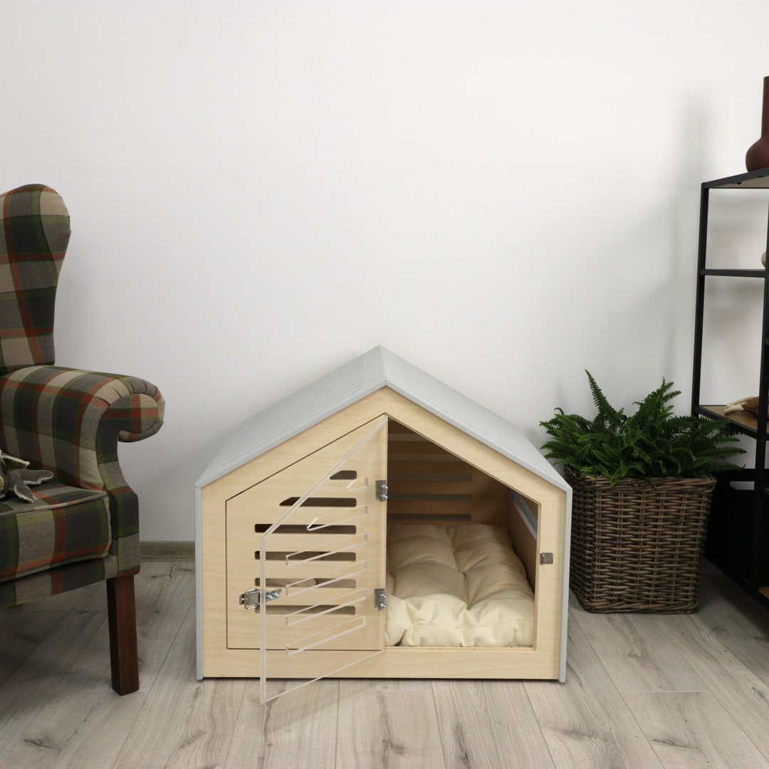 View of Modern Designed Dog Crate With Acrylic Door With a Latch Venlo for ...