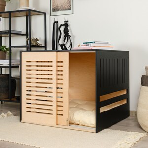 Picture of Modern Dog Crate With Wooden Sliding Door With a Latch Dordrecht. Dog ...