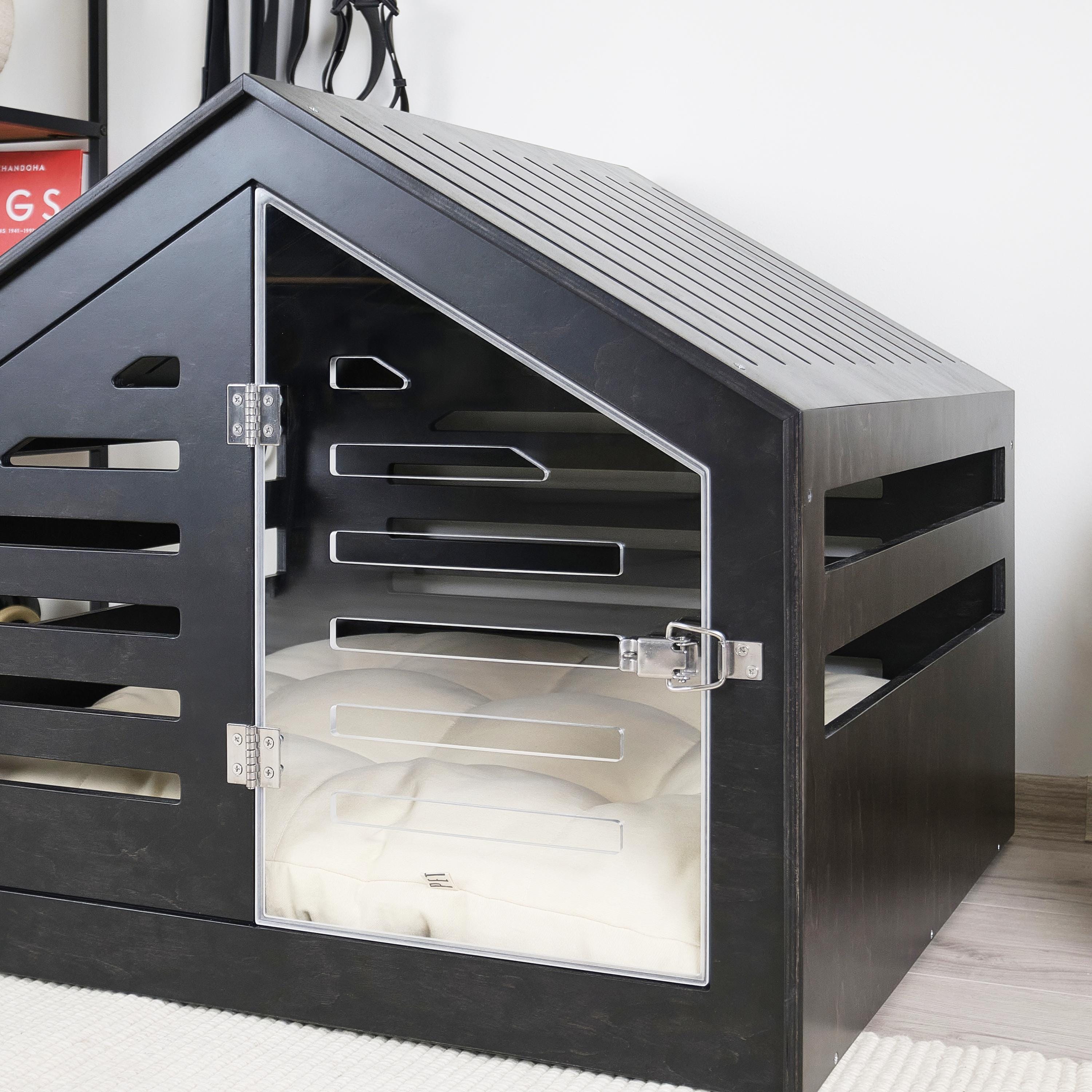 Image result for Modern Design Dog Crate With Acrylic Door Venlo Wood. Dog Kennel, Dog ...