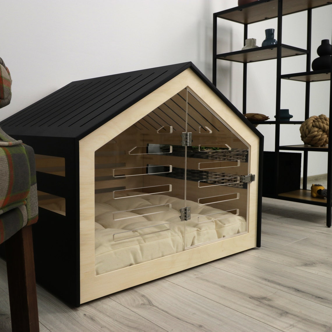 Modern and Comfort Dog Crate With Acrylic Front Panel and Door Venlo ... - Dog Crate With Poster Insulation