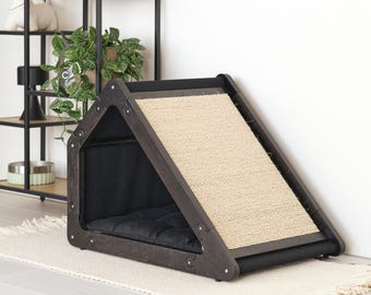 Letto moderno per gatti con tiragraffi intercambiabile e morbido cuscino in cotone/tiragraffi/tiragraffi/mobilio moderno per gatti/cuscino per gatti