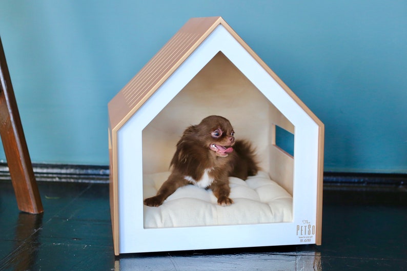 Modern and Bright Dog and Cat House Petso White Gold. Dog Bed Etsy
