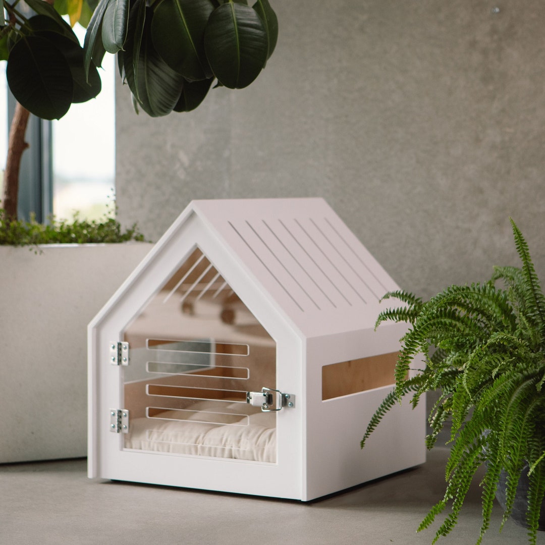 Modern Dog and Cat House With Acrylic Door Petso With All Over Painting. Dog Bed, Dog Furniture