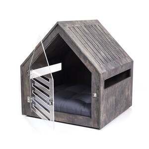 Modern dog and cat house with acrylic door PetSo. Dog crate, dog kennel, dog crate furniture, dog bed, indoor dog house, cat bed. image 8