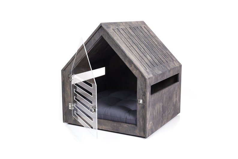 Modern dog and cat house with acrylic door PetSo. Dog crate, dog kennel, dog crate furniture, dog bed, indoor dog house, cat bed. image 8