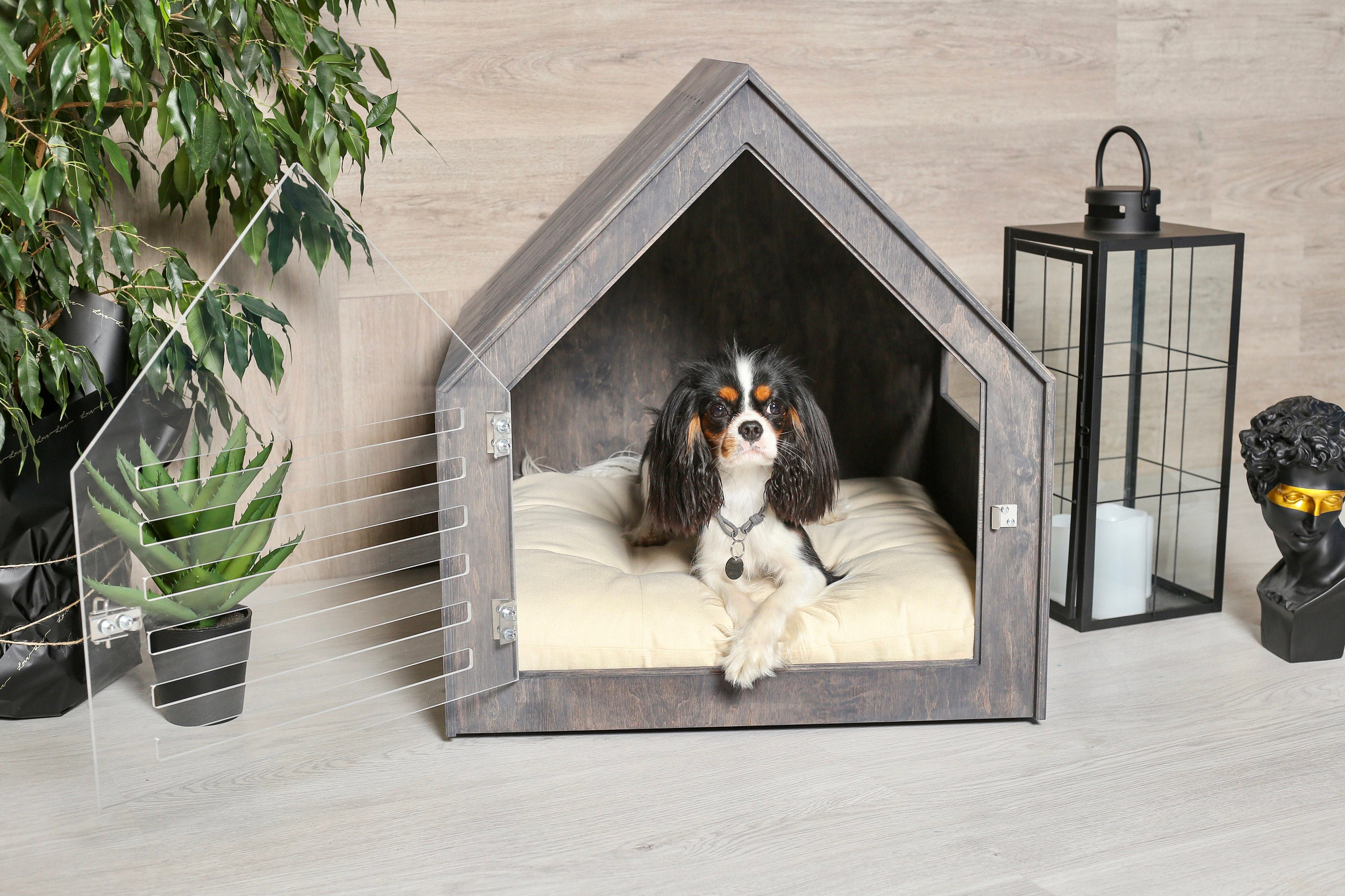 Modern dog and cat house with acrylic door PetSo. Dog crate Etsy