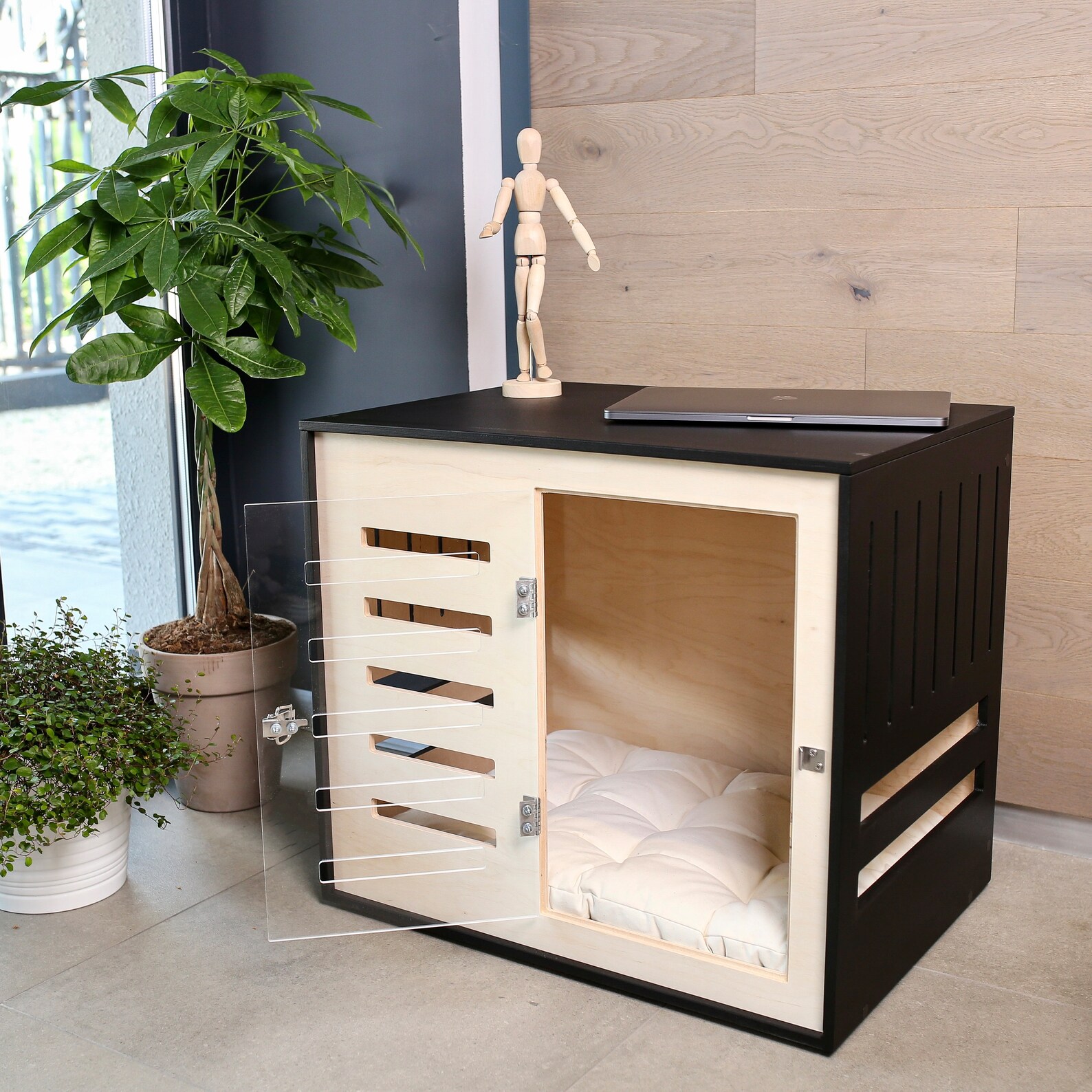 View of Modern Dog Crate With Acrylic Door With a Latch Dordrecht. Dog - Etsy