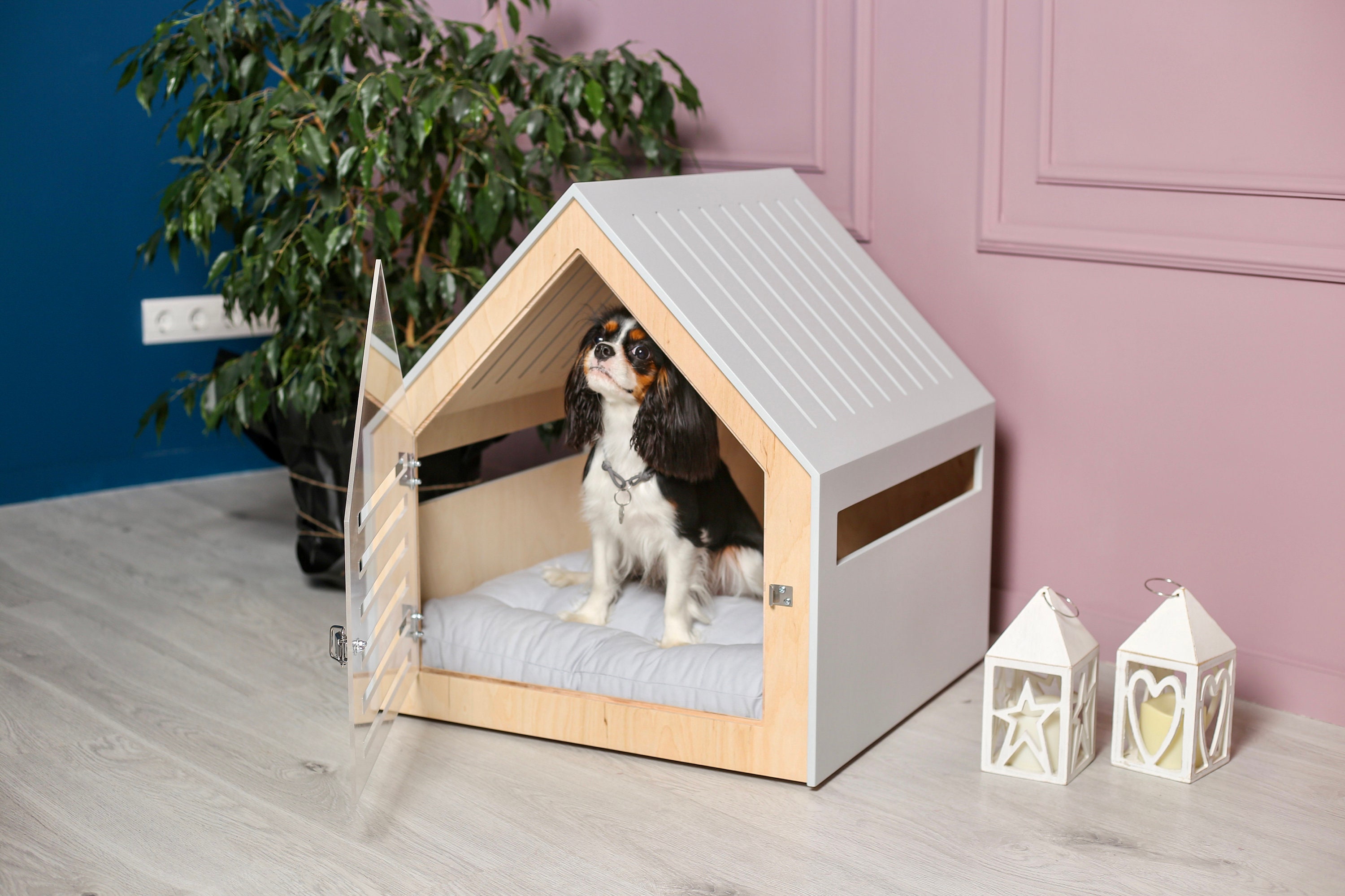 Modern dog and cat house with acrylic door PetSo. Dog bed cat Etsy