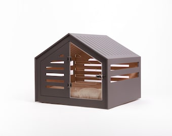 Holz Hundebox von Premium Qualität mit Acryltür Venlo und einem Riegel. Hundehütte/Hundebett/Hundemöbel/Innen Hundebox/Hundeboxenmöbel.