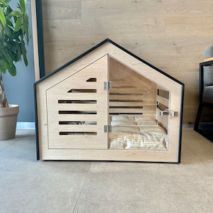 Modern design dog crate with acrylic door Venlo. Dog house/dog bed/dog furniture/indoor dog crate/dog kennel/dog crate furniture.