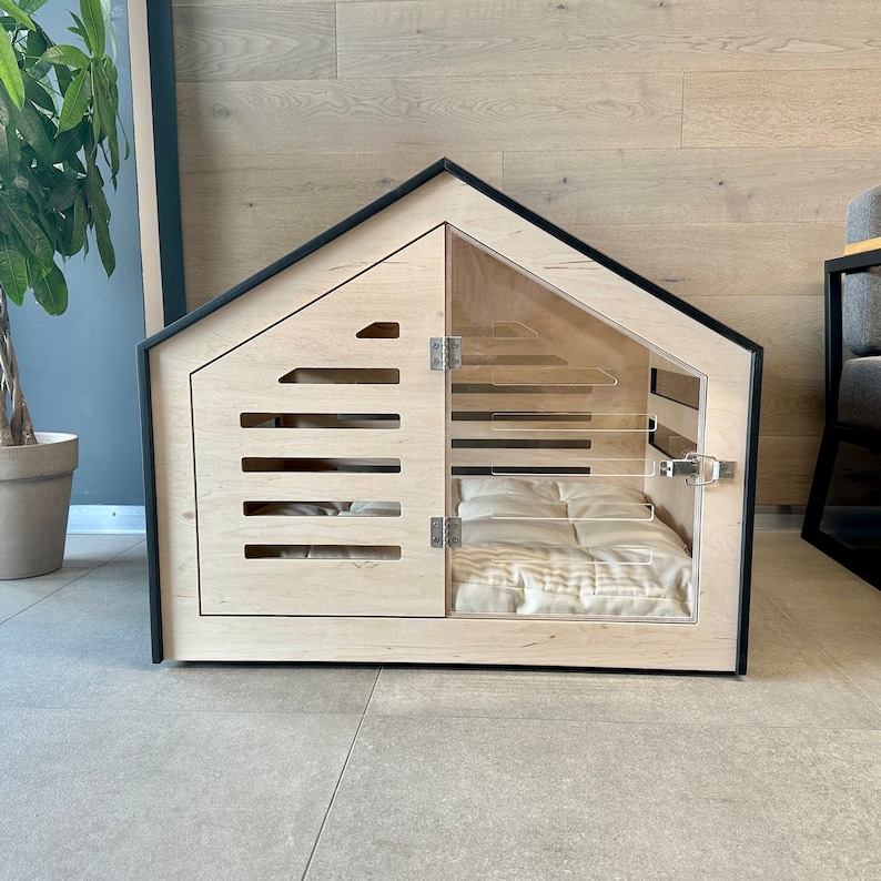 Modern design dog crate with acrylic door Venlo. Dog house/dog bed/dog furniture/indoor dog crate/dog kennel/dog crate furniture. image 1