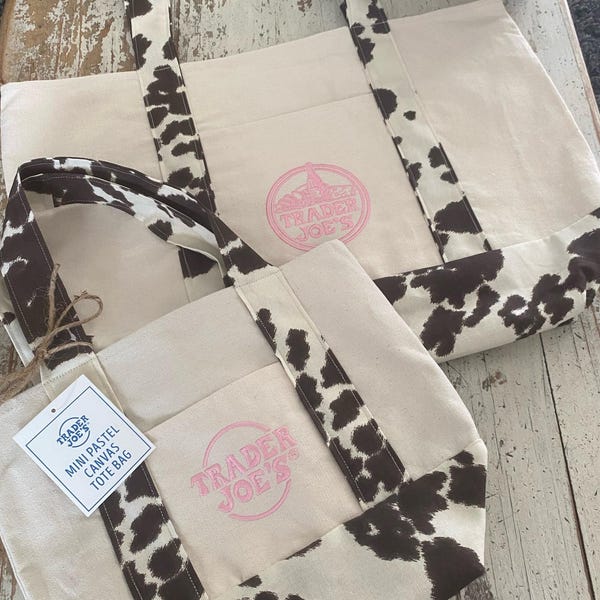 Custom Western Trader Joe’s Pink Logo Canvas Tote Bag Bundle