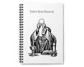 Personalized Catholic Priest Journal | Clergy Gift  for Ordination, Anniversary or Daily Prayer | Lined Notebook | Spiral Bound