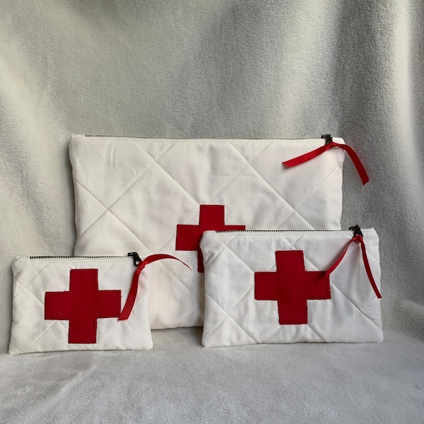 Set of THREE First Aid Zipper Pouches, New School Year Teacher Gift, Back to School Gift for Nurse, Practical Gift for New Moms, Gift Idea