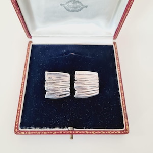 Vintage Sterling Silver Earrings, 925 Silver Clip-on with Post, Modernist Mid-century Jewelry
