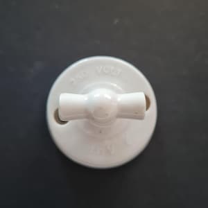 Vintage Porcelain Rotary Light Switch | 250V 2A | White Ceramic Toggle | Retro Electrical Hardware | Industrial Loft Decor