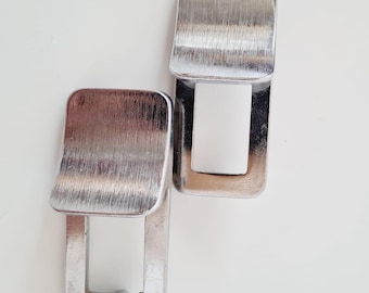 Vintage Möbelgriffe aus Chrom - Mid-Century Modern Rechteckige Griffe - 2er Set