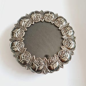 Vintage Rosenholz & Sterling Silber Fotorahmen - Miniatur Runde Display