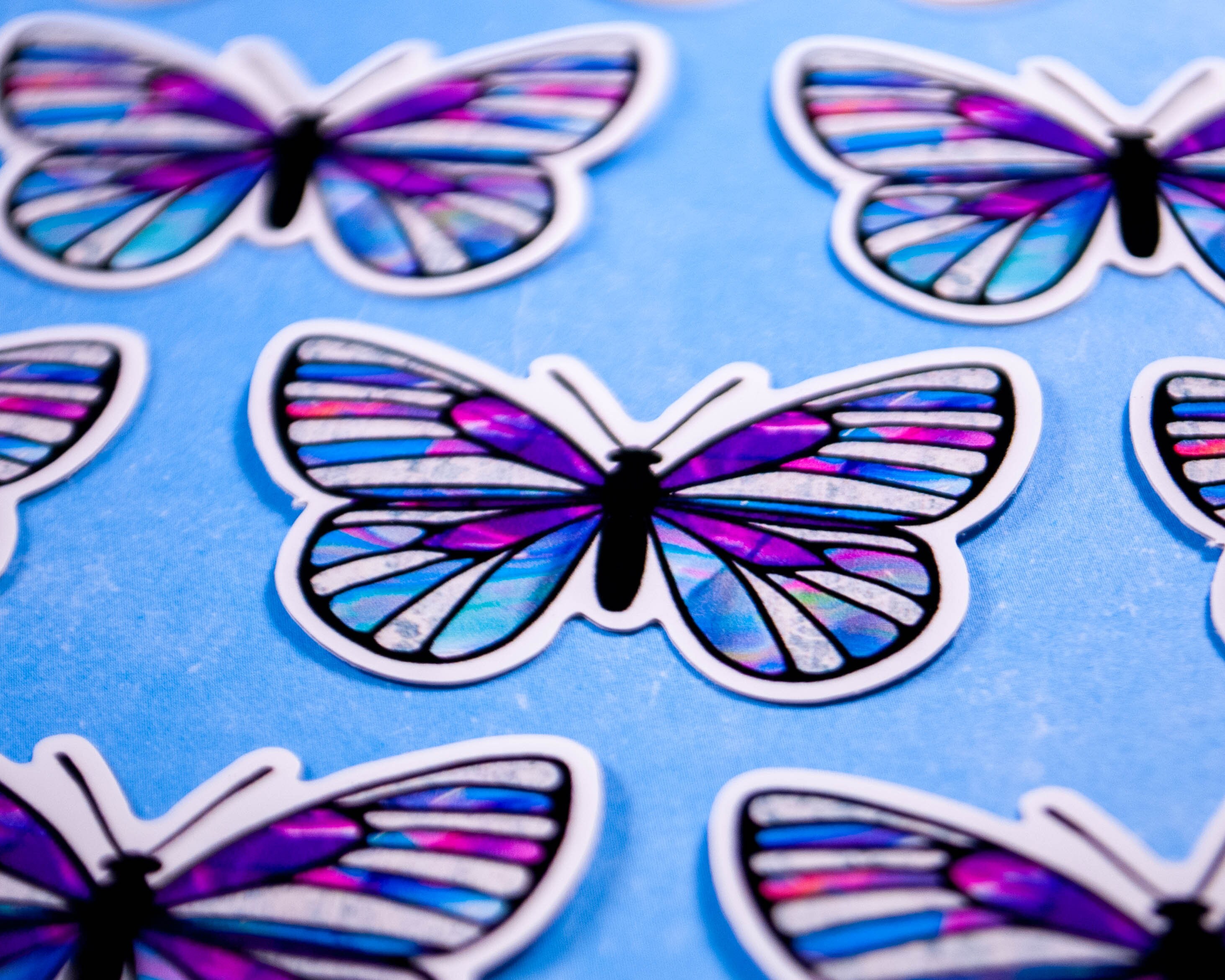 Purple and Blue Vinyl Butterfly Sticker Etsy