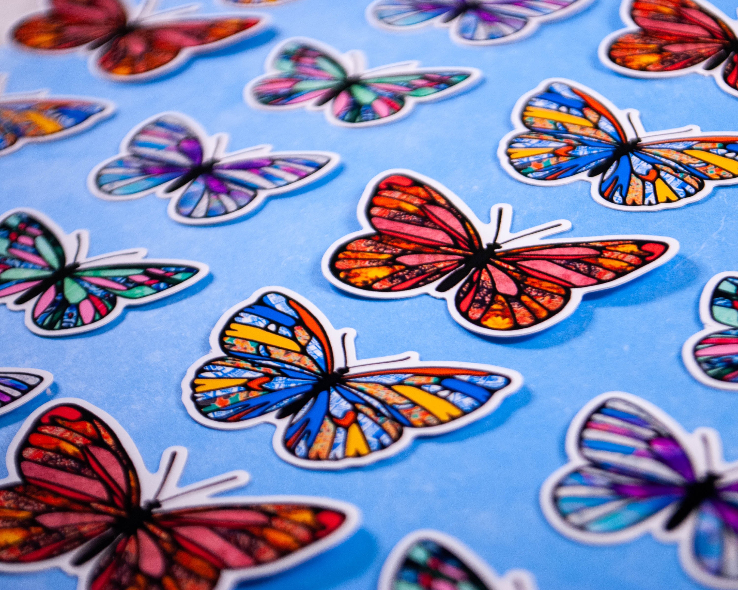 Blue and Orange Vinyl Butterfly Sticker Etsy