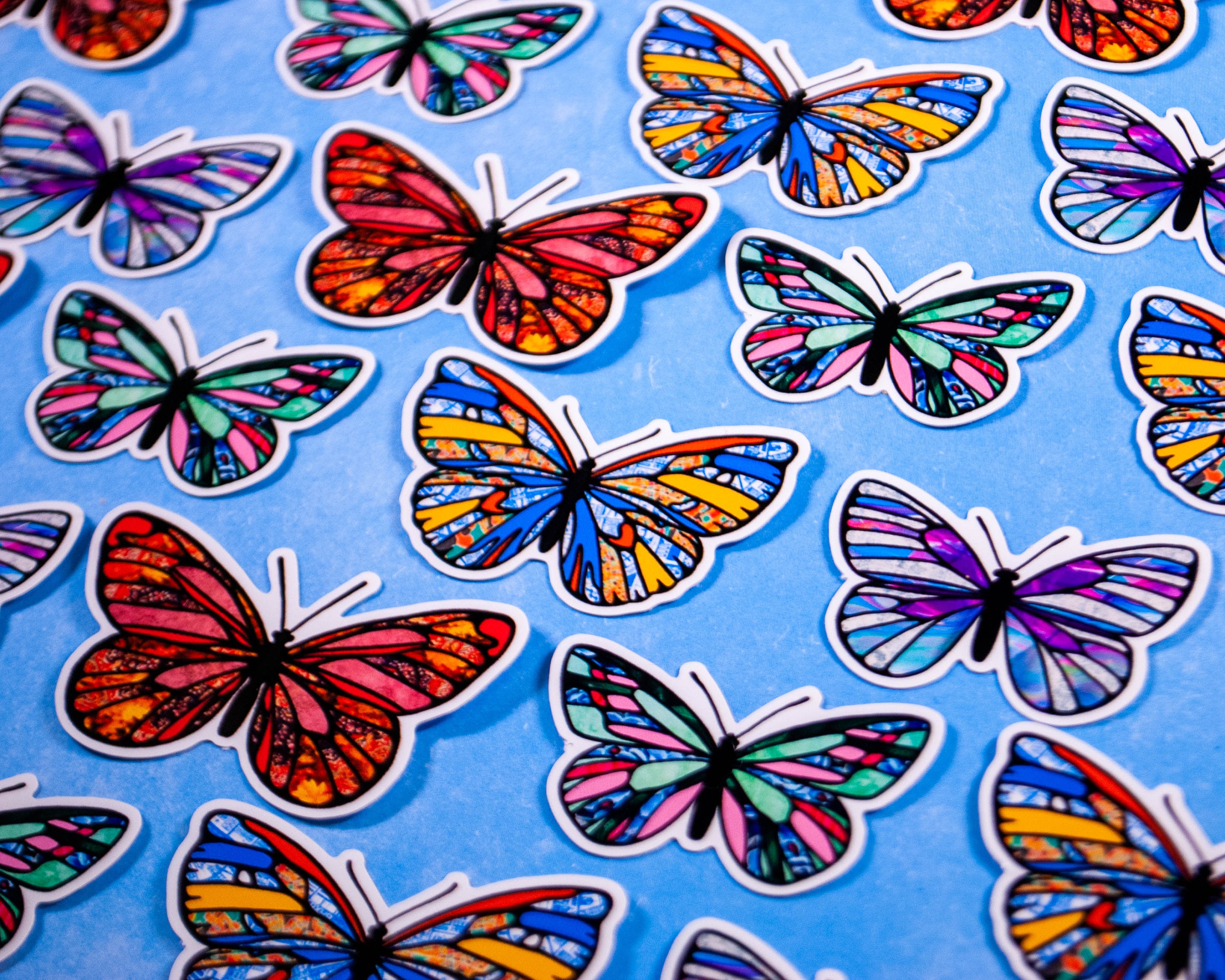 Green and Pink Vinyl Butterfly Sticker Etsy