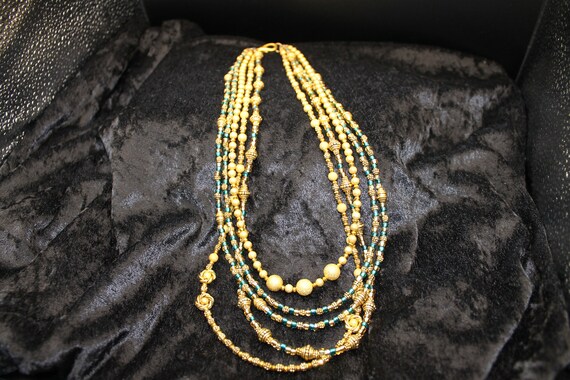 Beaded Green Gold Necklace - image 7