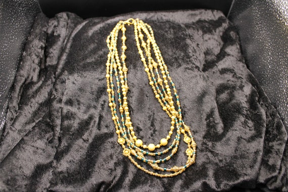 Beaded Green Gold Necklace - image 6