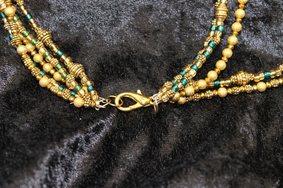 Beaded Green Gold Necklace - image 5