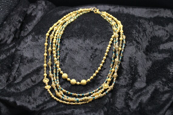 Beaded Green Gold Necklace - image 1