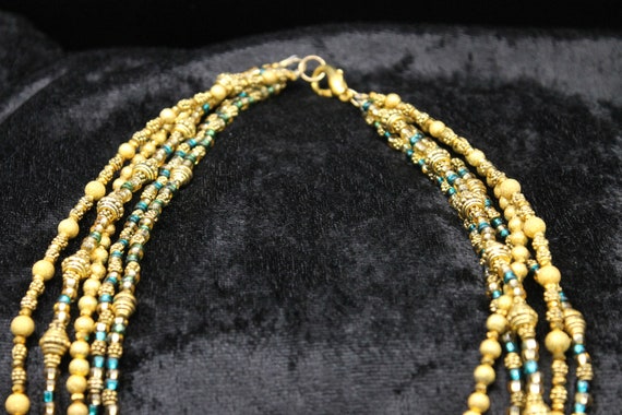 Beaded Green Gold Necklace - image 2