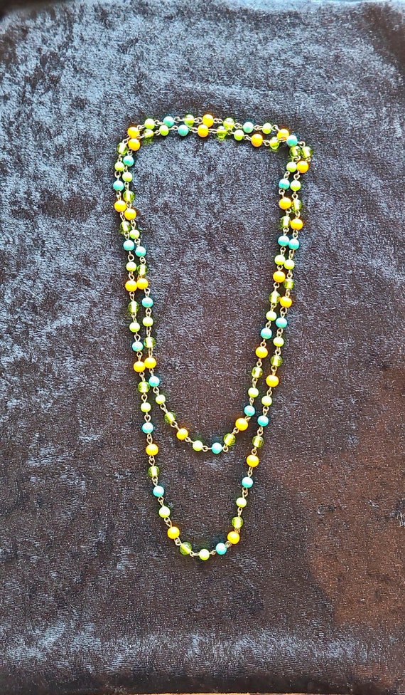 Boho Green Blue Orange Beaded Necklace