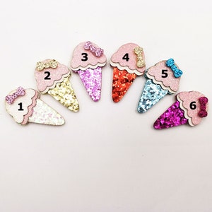 Pair of Ice Cream Cone Hair Clips, Summer Hair Clip, Glitter Ice Cream Cone Hair Clip, Summer Clippie,