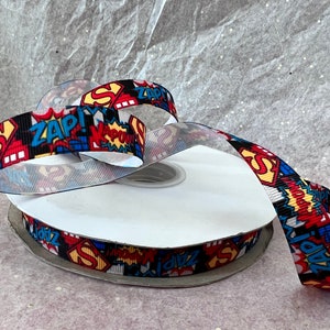 RIBBON CLEARANCE, Superheroes Grosgrain Ribbon, 5/8" (16mm) wide