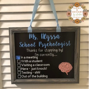 School psych door sign,School psych location sign,Where is the school psychologist?,Brain sign,School Psychologist chalkboard sign