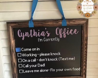 Come in sign,Please knock sign,Call you dad sign,Message board for kids,Home office message board,I'm currently sign,Working from home tools