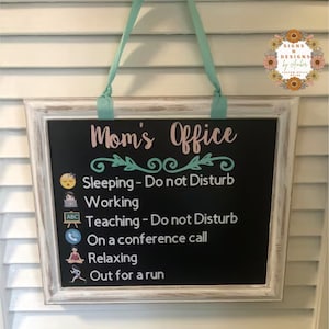 Moms office door sign,Sign for home office,Mom's office sign for kids,Teaching sign,On a call sign,Sign with emojis,Office sign with emojis image 1