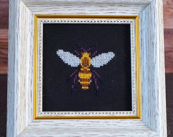 Framed Honey Bee Cross Stitch