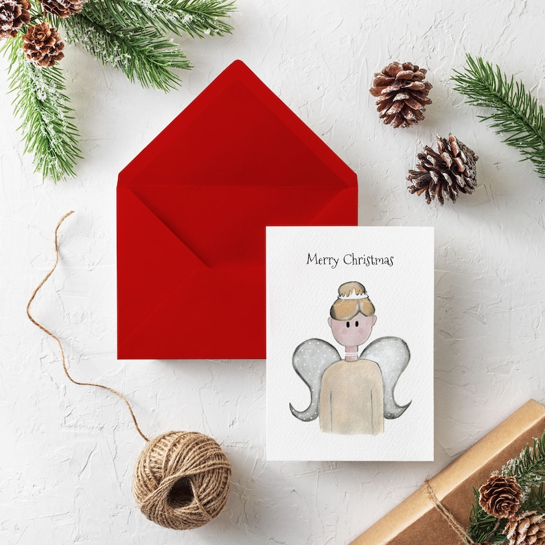 Angel Christmas Card Etsy