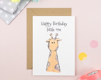 Happy Birthday Little One, First Birthday Card, Giraffe Card, Children's Birthday Card, Cards For Girls, Cards for Boys, Granddaughter