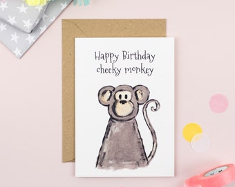 Happy Birthday Cheeky Monkey greeting card - Birthday card - Monkey - Children's Birthday