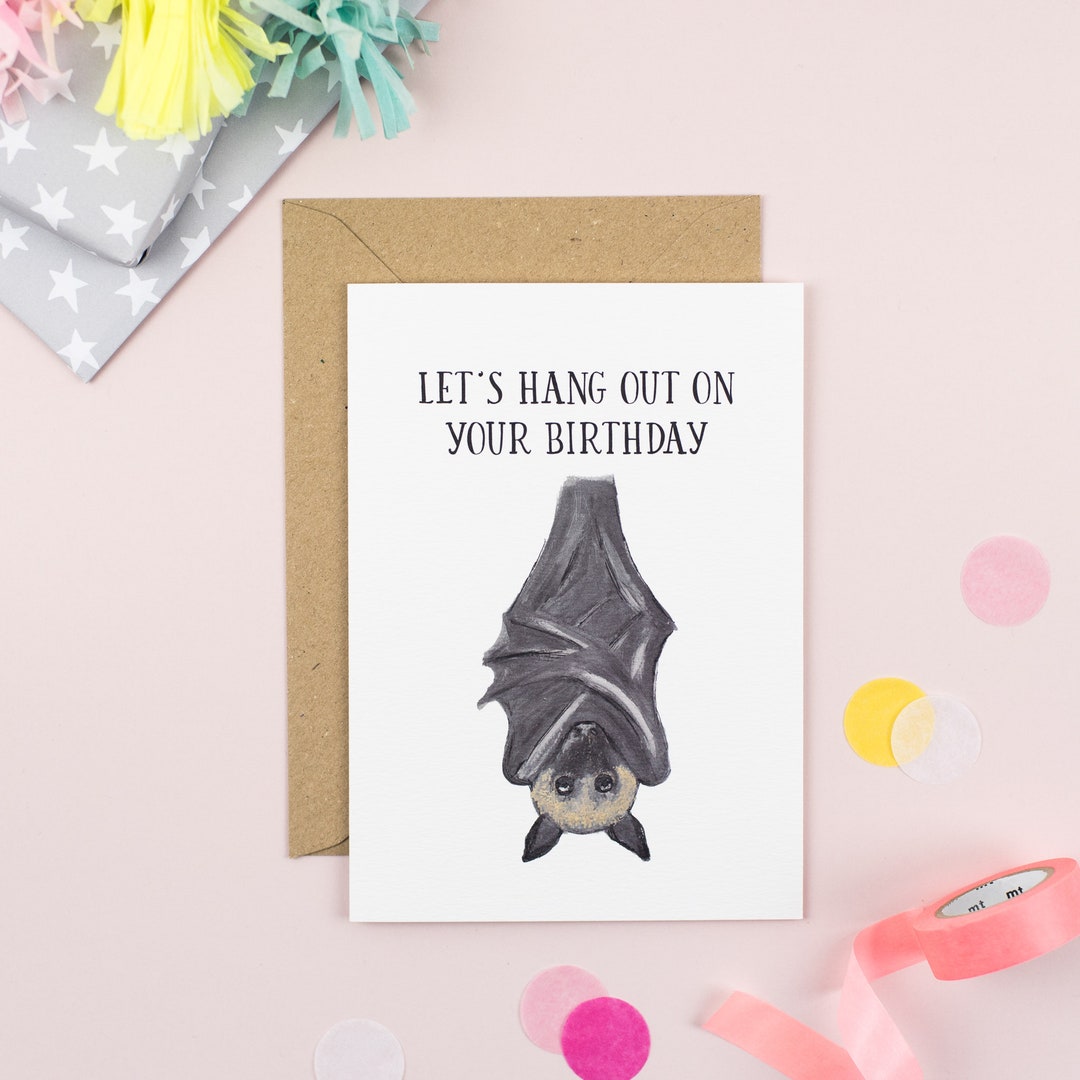 Bat Birthday Card Bat Woodland Card Woodland Animals Etsy