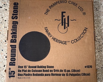 Piedra para hornear redonda grande de 38 cm (15 pulgadas) de The Pampered Chef #1370 Family Heritage Pizza