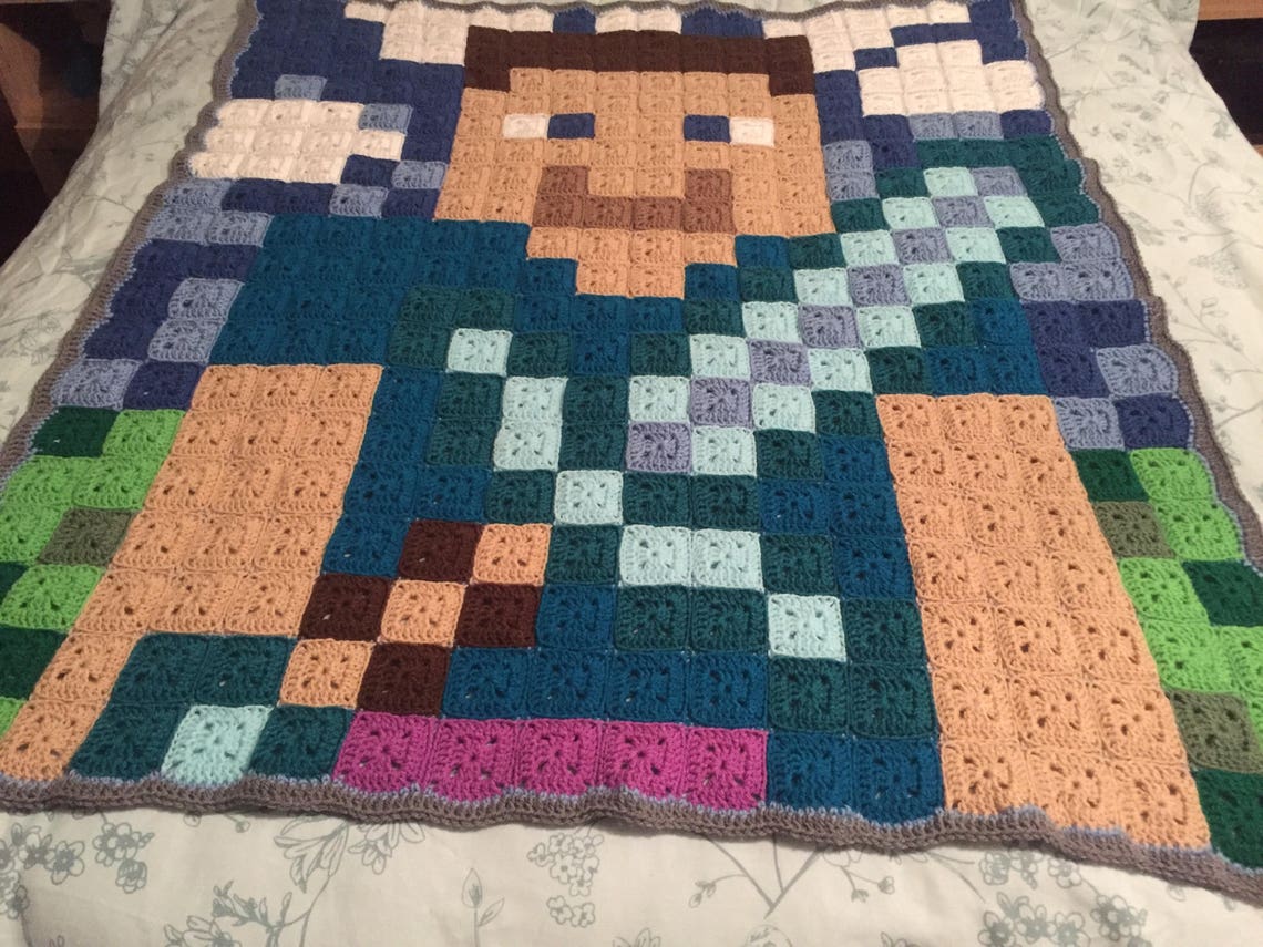 Minecraft Steve Crochet Blanket Etsy