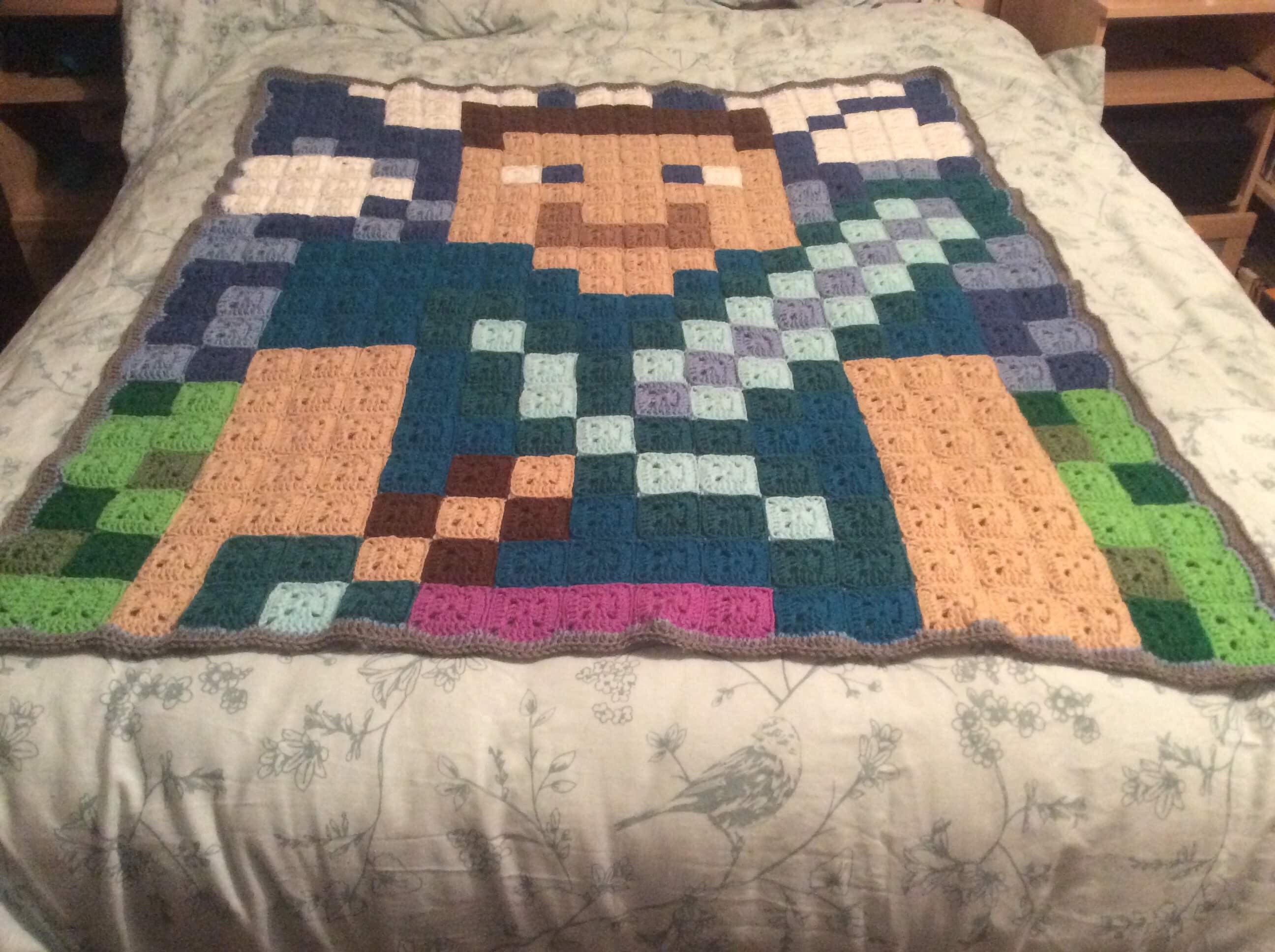 Minecraft Steve Crochet Blanket Etsy UK
